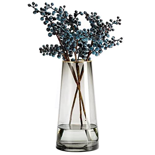 Qiccijoo Clear Glass Vase Cylinder Flower Vase for Floral Arrangements Weddings Home Decor or Office 21.5cm/8.5in Tall 7cm/2.8in OpeningGrey