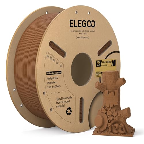 Image of ELEGOO PLA Filament 1.75mm Teak Wood 1KG, Real Wood Flour Added 3D Printer Filament, 1kg Spool(2.2lbs) Fits for Most FDM 3D Printers
