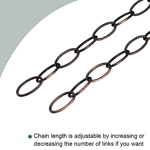 Image of MECCANIXITY Pendant Light Fixture Chain, 3.2mm Thick 1m Long Chandelier Hanging Links, Iron Electroplated Red Bronze, Pack of 2