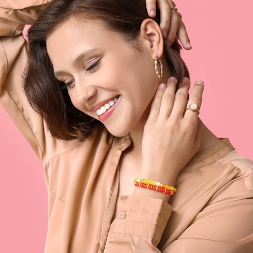 Funtopia 6mm Glass Beads for Bracelets Making, 2700pcs 70 Colors Crackle Glass Beads for Jewellery Making, Funtopia Round Jade Crystal Gemstone Bead for DIY Necklace Crafts, Solid and Floral Colors