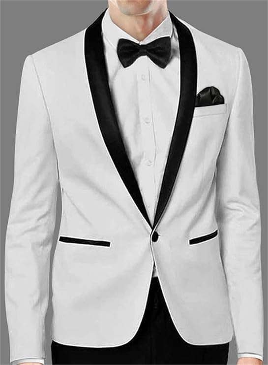 Men's Two Piece Slim Fit Suit Formal Business Casual 1 Button Tuxedo Shawl Collar Groomsmen Jacket Blazer Pants2