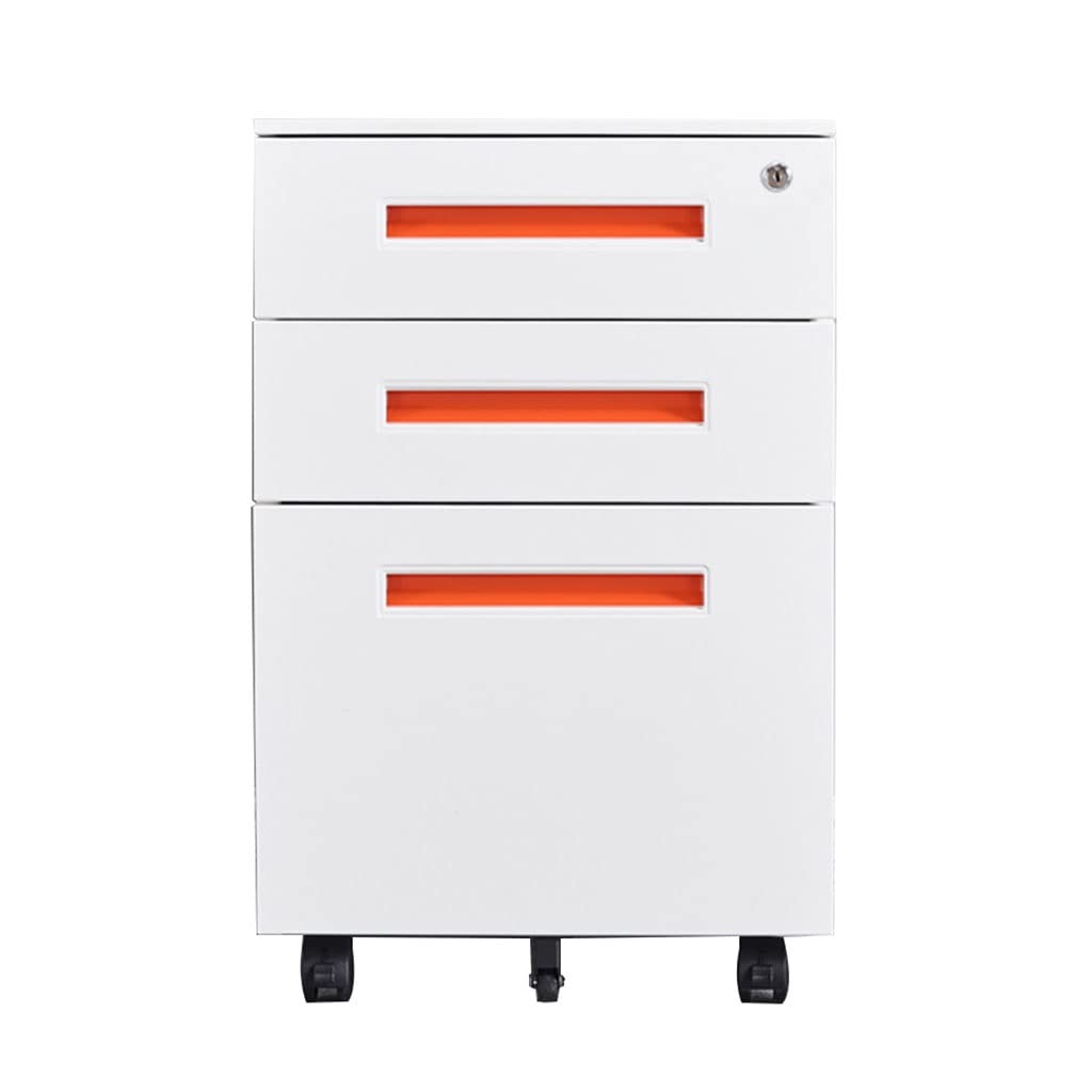 ASerZenith 3 Tier Metal File Cabinet With Roller Mobile Cabinet For Under Table Storage Lockable And Durable,A3-60X39X50Cm
