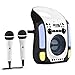 Auna Kara Illumina - Chaîne karaoké, Jeux de lumière LED, Lecteur CD, Multiformat, Port USB, Réglage Automatique de la Voix, Pieds antidérapants, 2 x Microphones, Grille métallique, Noir