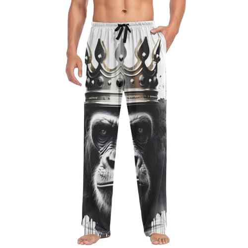 Angry Gorilla Crown Pajama Pants for Men Men's Separate Bottoms, Lounge Pants with Pockets S3