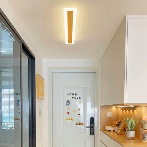 Plafonnier LED salon et cuisine en acrylique design bois chaleureux 40cm