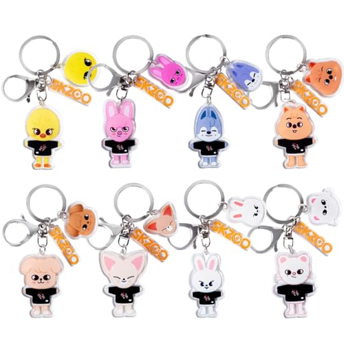 Teegxddy 8 Piezas Stray Kids Skzoo Llavero Keychain Felix Mini Lightstick Kpop para...