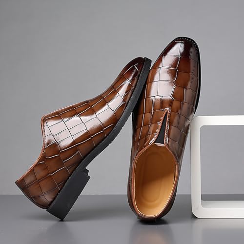 Men's Print Pointed Toe Dress Oxfords Casual Leather Shoes Driving Prom Party Wedding Business Slip on Formal Loafer for Mens3