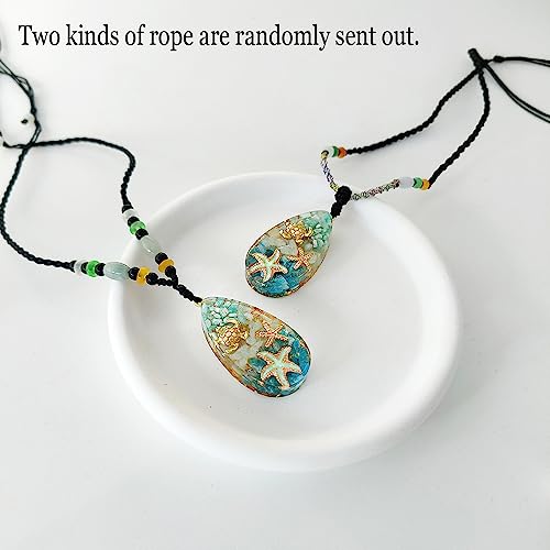 Da Piao Liang Ocean-Inspired Necklace With Conch, Starfish, Turquoise And Tiger Eyes For Summer Beach Vibes - Adjustable Rope Perfect For Women4