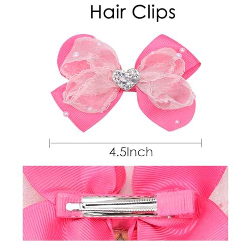 Kiszu 4.5 Inch Big Heart Hair Bows Clips miniatura 4