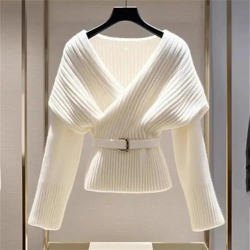 Women's Luxury Wool Knitted Sweater Fashion Sexy V-Neck Long Sleeve Slim Pullover2