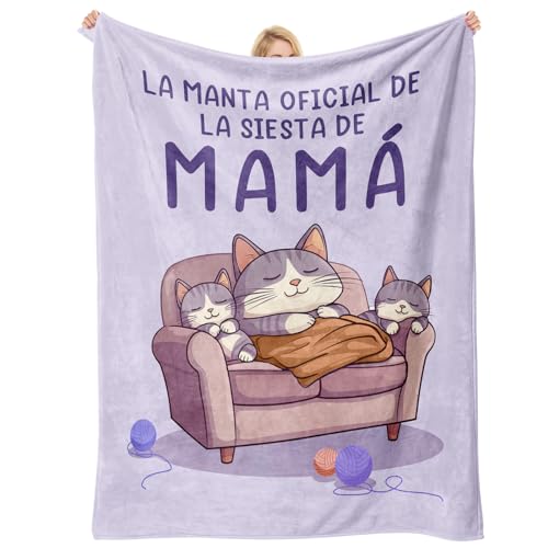 Presentes para mãe, presente de aniversário da mãe, presente de aniversário de mulher, presente para mãe, presente original para o dia da mãe, manta de flanela - três gatos a dormir - 157 * 132 cm