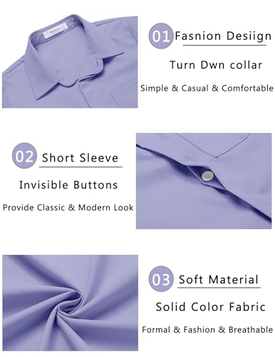 Image of Arshiner Boys Short Sleeve Dress Shirts Solid Button Down Shirts | formal Uniform School Shirt, for 4-12 Years, Hidden Buttons, with Chest Pocket, Regular Fit, Summer Tee top for Kids