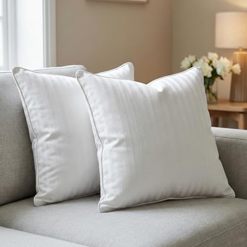 Image of AYKA Microfiber Cushion Filler Set of 2 (18x18 Inch) | Soft & Fluffy Sofa Cushions Inserts | Premium Polyester Fiber Throw Pillows for Sofa, Couch, Bed & Living Room Decor | White