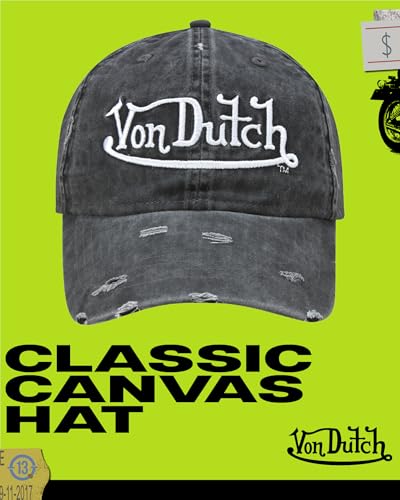 Image of Von Dutch Men & Womens Baseball Caps - Breathable Adjustable Snapback Soft Cotton Canvas Curved Brim Vintage Hat