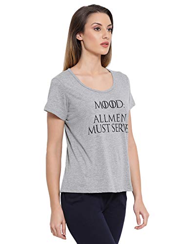 Image of Clovia Women's Cotton Rich Text Print Regular Fit Top
