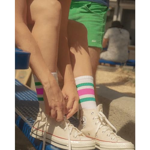 Funny Novelty Striped Crew Socks for Women Sporty Mid Calf Casual Cotton Retro Tube Socks2