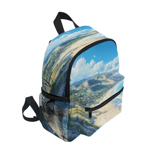 Wudan California's Sunny Beaches Kids Hike Backpack Bottle Pockets Boys Girls Bookbag for Airplane S4