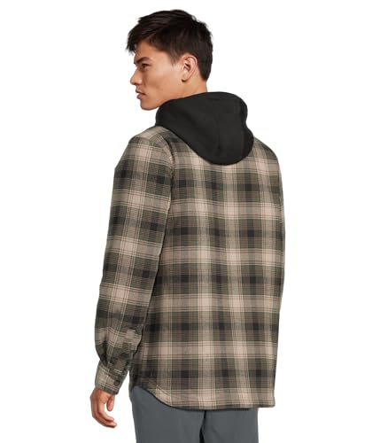 Image of Volcom Men's Kenson Insulated Flannel Shirt Jacket - Removable Fleece Hood, Taffeta Lined