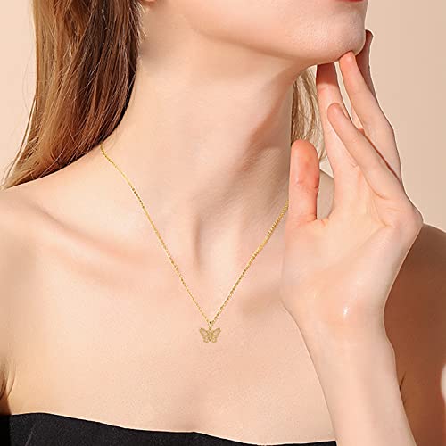 Collar de oro 14K con colgante de mariposa filigrana