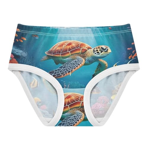 Toddler Underwear Floral 2t Cotton Girl Panties Cute Artistic Undies Kids Briefs Colorful Underwater Sea Turtle