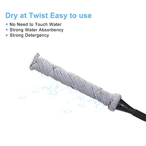 Eyliden Mop with 2 Reusable Microfiber Heads, Easy Wringing Twist Mop, 57.5 inch Long Handle, Wet Mops for Floor Cleaning, Commercial Household Clean Hardwood, Vinyl, Tile and More (Grey) by Eyliden - Image 4