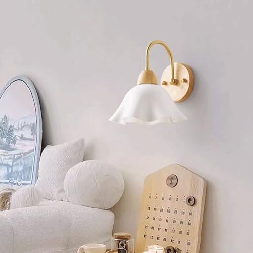 Lámpara de pared con diseño de flores blancas y pantalla acrílica translúcida 4