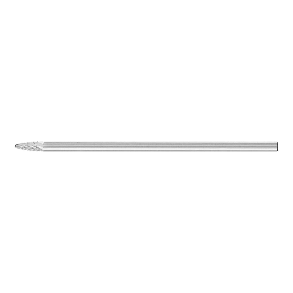 PFERD TOOLS HM-Frässtift mit Langschaft, Rundbogenform RBF, Zahnung 3 PLUS, Frässtift-ø 3mm, Schaft-ø 3mm, Länge 75mm, 21217587 – für universelle Anwendungen auf den wichtigsten Werkstoffen