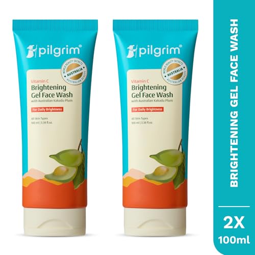 Image of Pilgrim Australian Vitamin C Gel Face Wash for glowing skin with Kakadu Plum & Lime Pearl for dry & radiant skin | Women & Men | 100 ml (Pack of 2)
