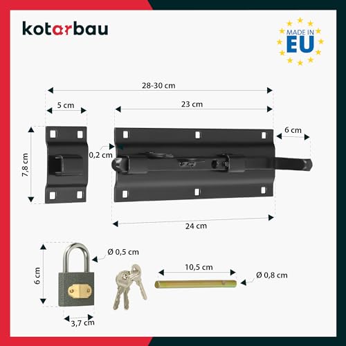 Torriegel Kotarbau Bolzenriegel 290/78 mit Vorhängeschloss