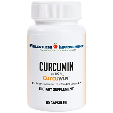 Relentless Improvement CurcuWin Curcumin 60 Count Inflammation Support Relative Absorption 46x Over Standard Curcumin No Black Pepper Cover