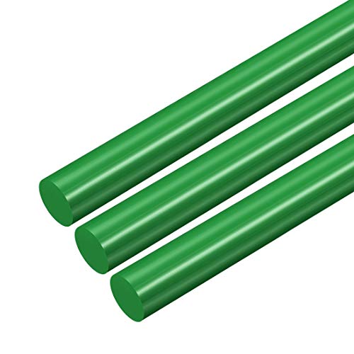 uxcell 3pcs Plastic Round Rod 5/8 Inch Dia 20 Inch Length Green (POM) Polyoxymethylene Rods Engineering Plastic Round Bars(15mm)