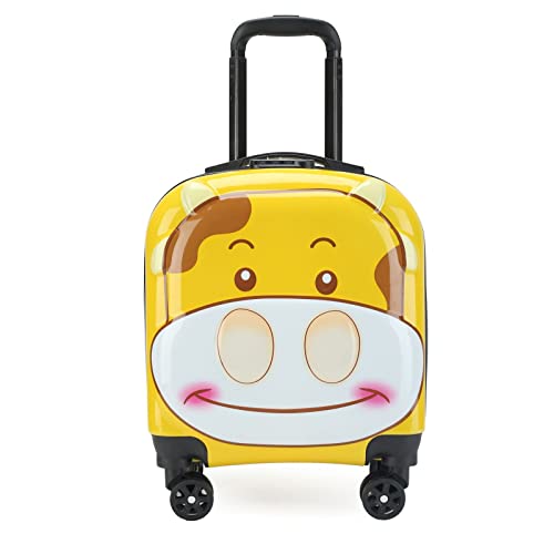 Children's Cartoon Trolley Case 18 Inch Children's Boarding Case Universal Wheel Password Suitcase(Color:yellow calf)