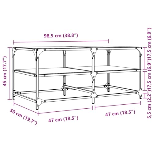 Table Basse with Plateau en Verre Transparent, Design Moderne, Grand Espace de Rangement, Coffee Table, Tables de Salon, pour Salon, Verre Transparent, 98.5 x 50 x 45 cm – Image 3
