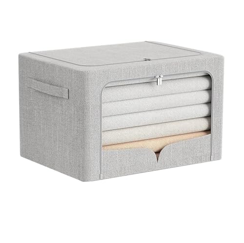 Extra große faltbare Kleideraufbewahrungskörbe – stapelbare Metallrahmenboxen mit Leinenstoff für Zuhause, Schrank, Schlafzimmer und Kinderzimmer, 3 Stück