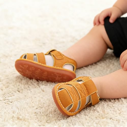 Image of SOFMUO Baby Boys Girls Squeaky Sandals Non-Slip Soft Rubber Sole Closed Toe Infant Summer Outdoor Shoes Toddler First Walkers