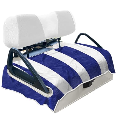 NICENEEDED Golf Cart Seat Cover, Blue White Seat Towel Blanket, Comfortable Seat Protector Microfiber Travel Sports Golf Buggy Seat Covers Keep Seat Cool and Clean for 2-Seat Golf Carts 51x31 Inch