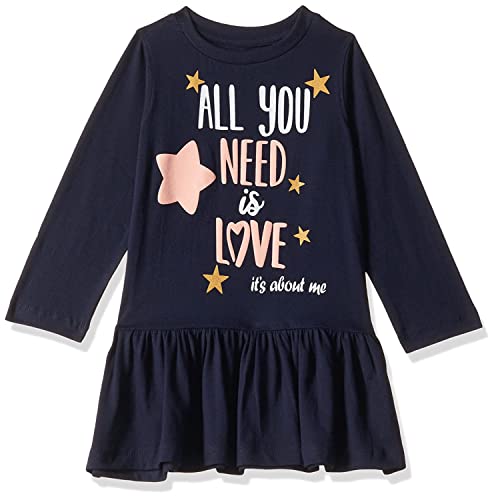 Image of T2F Girls Cotton Printed Full Sleeve Knee-Length Casual Dress
