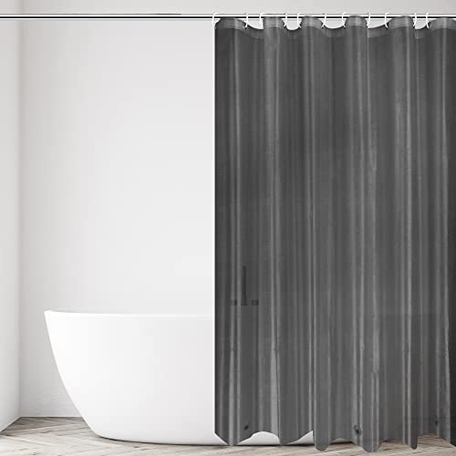 Qidordour Shower Curtain, 71X72 Inch Shower Curtain Liner For Bathroom, Brushed Texture Peva Shower Curtains Set With Hooks, Waterproof Plastic Bathtub Curtains With Magnets For Hotel Home, Dark Grey #TOP9