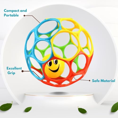 Image of RADIONICS Colorful Baby Grasping Toy Ball with Smiley Face - Soft, Lightweight & Easy-to-Hold Sensory Toy for Infants & Toddlers
