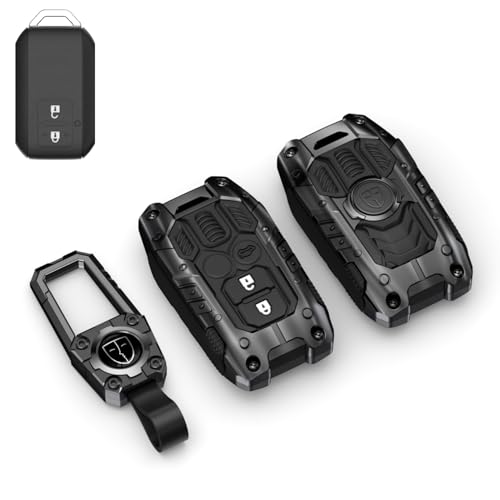 Image of Luxury Metal Waterproof Silicone Car Key Cover with Keychain |Transformer Style 2 /3-Button Smart Key | Compatible with Suzuki Grand Vitara, Fronx, Jimny, Ertiga, XL6, Baleno&Brezza Black