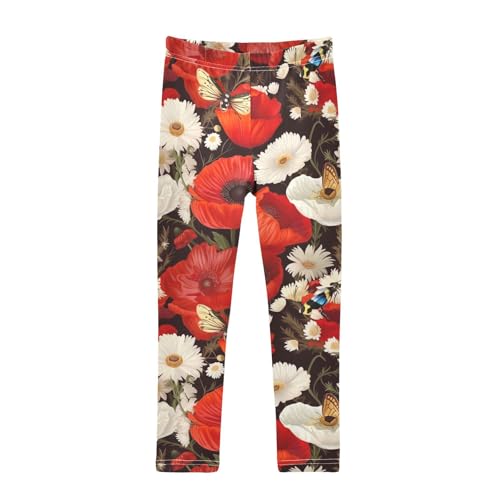 Girls' Leggings Flowers Floral Red White Kids Yoga Tights Pants 1 Pack 20850020