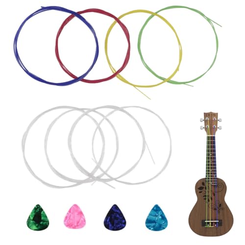 MOLZINY 2 Sets Cuerdas de repuesto para Ukelele Accesorios Cuerdas de Nylon Cuerdas de Ukelele de nailon para Ukelele Acústico para ukelele Soprano Barítono Concierto Cuerdas y 4 celuloide