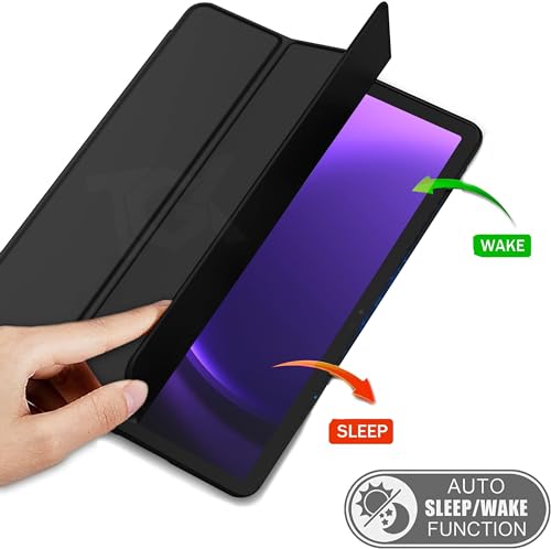 Image of TGK Smart Flexible with Pencil Holder Trifold Back Flip Stand Case Cover for Samsung Galaxy Tab S9 FE 10.9 Inch /Tab S10 FE 10.9 inch Black