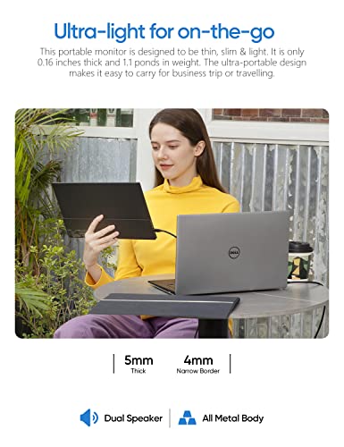 ARZOPA Portable Monitor 15.6'' FHD 1080P Portable Laptop Monitor IPS Computer External Screen USB C HDMI Display for PC MAC Phone Xbox PS5- A1 GAMUT