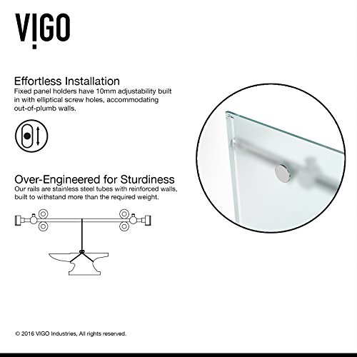 Vigo Adjustable 56 - 60 In. W X 74 In. H Frameless Sliding Rectangle Shower Door With Frosted Tempered Glass And Stainless Steel Hardware In Stainless Steel Finish With Left Handle - Vg6041Stmt6074L #TOP6