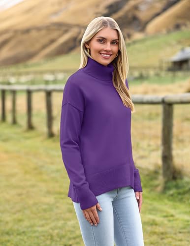 Image of Zeagoo Women's Turtleneck Sweater 2026 Fall Winter Chunky Knitted Pullover | High Low Hem Trendy Basic Jumper Top, Long Sleeve Casual Knit Pullover 2026, Fall Fashion Outfits, Winter Clothing for Women
