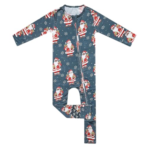 Image of Copper Pearl Zip-Up Footie Baby Pajamas - Soft Newborn Onesies for Boys & Girls, Tag-Free with Two-Way Zipper Baby Sleepers for Newborn - 24 Months, Santa Claus