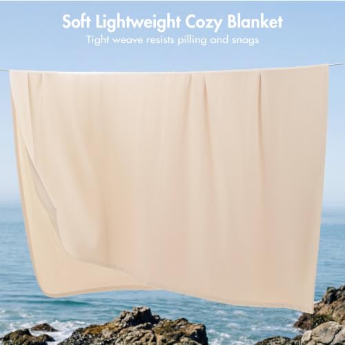 Image of Madison Park 100% Egyptian Cotton King Bed Blanket for Summer, Beige