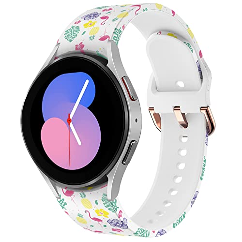 Epoosuo Floral Bands Compatible with Galaxy Watch 5 40mm 44mm/ Galaxy Watch 5 Pro 45mm Smartwatch Band,Improved Adjustable Silicone Replacement Sport Straps for Women Man (Birds)