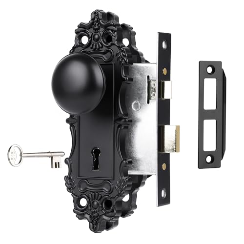 ToPToToo Vintage Mortise Door Knobs with Skeleton Key, Mortise Lock Set for Interior Door, Antique...
